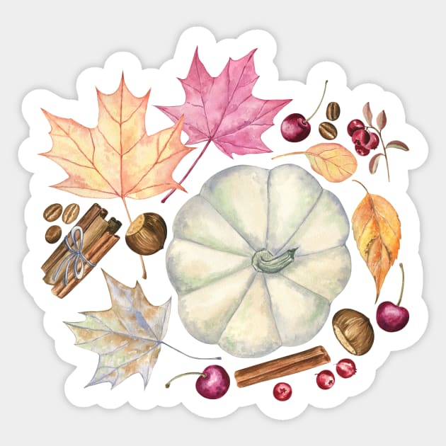 Autumn Pumpkin, Maple Leaves and Spices Sticker by Flowersforbear